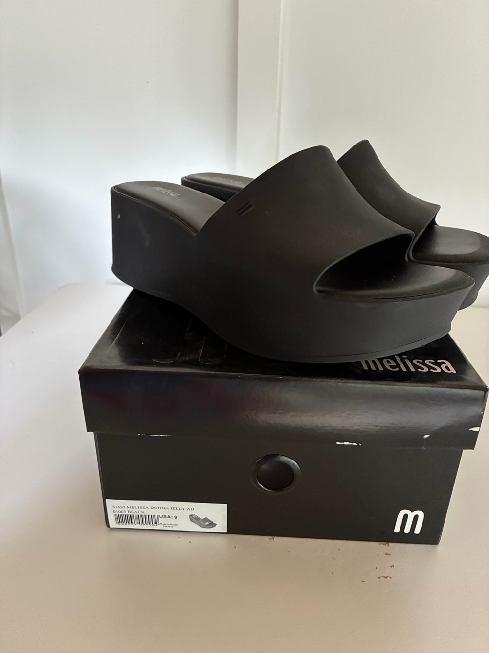 Melissa Black Platform Slide Wedges